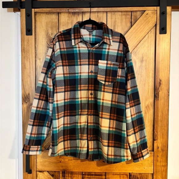 Eddie Bauer Men’s Fleece Plaid Button Up Shirt
 - Size Large - Picture 1 of 5
